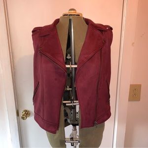 Magenta Suede Moto Vest